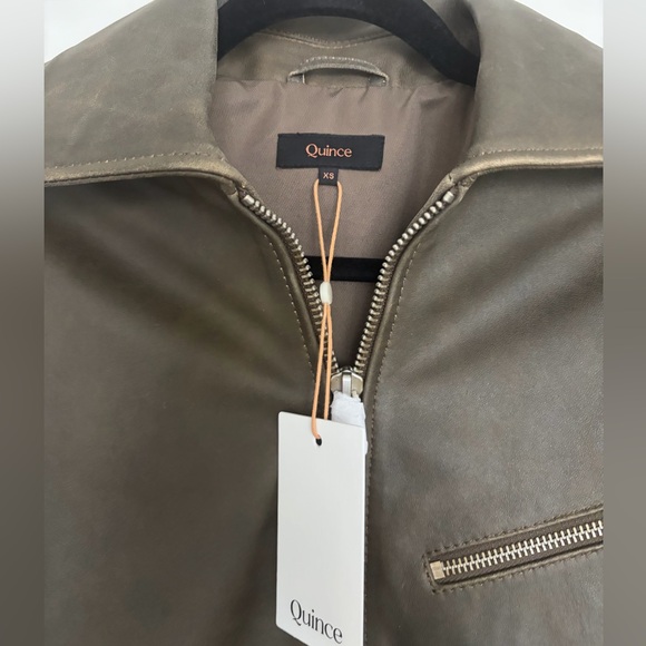 Quince 100% Leather Oversized Bomber Jacket | XS | Distressed Brown | MSRP: $250 - Picture 12 of 13